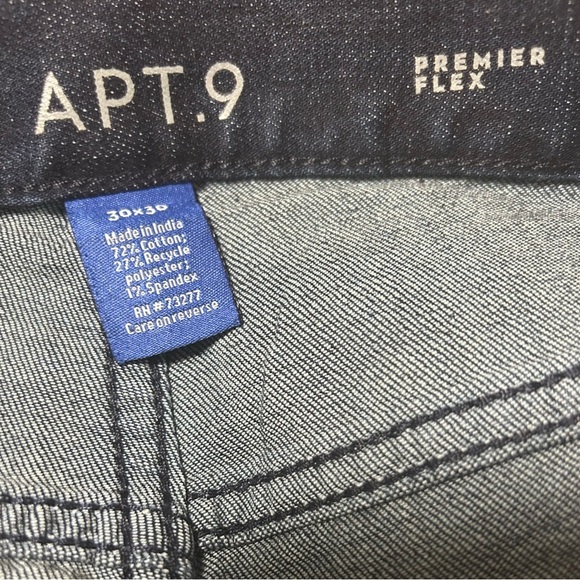 NWT Apt 9 Premier Flex Slim Fit Straight Men’s jeans Navy Rinse. size30/30 - Picture 7 of 8